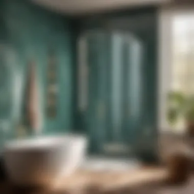 Elegant bathroom with modern shower rod