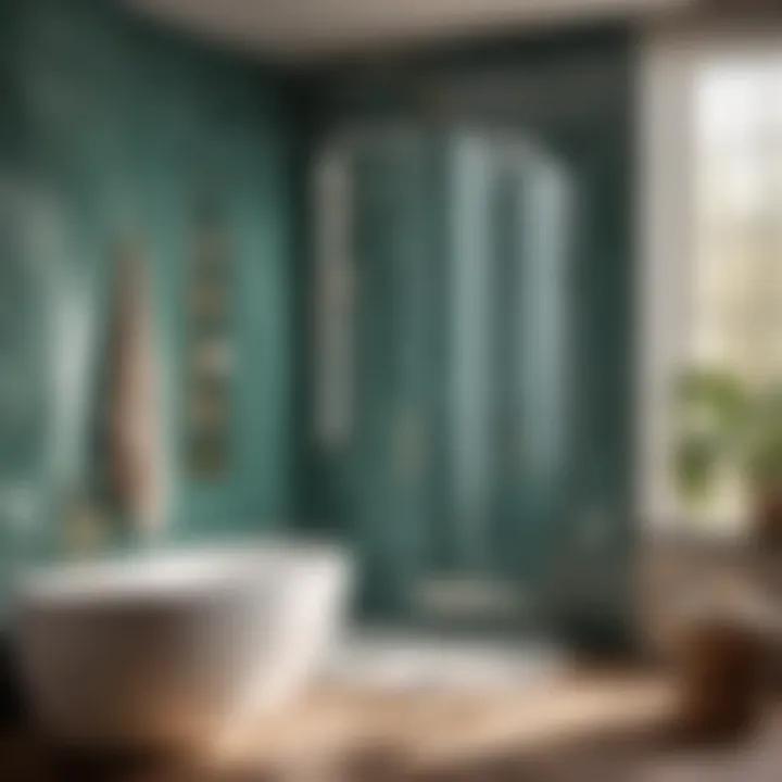 Elegant bathroom with modern shower rod
