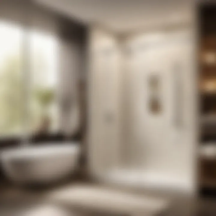 Minimalist shower rod in a contemporary bathroom