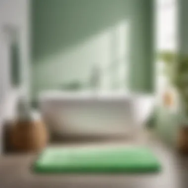 Sleek Light Green Bath Mat Minimalist light green bath mat adding a pop of color to a serene bathroom