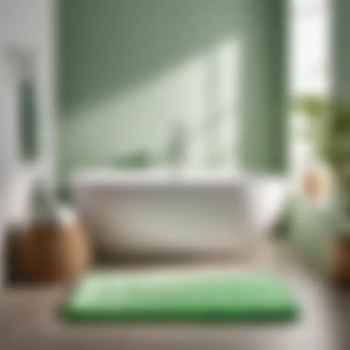 Sleek Light Green Bath Mat Minimalist light green bath mat adding a pop of color to a serene bathroom