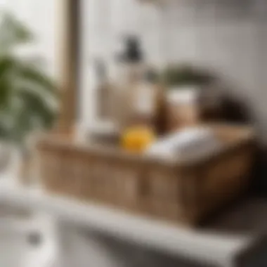 Elegant basket shelf showcasing bathroom essentials