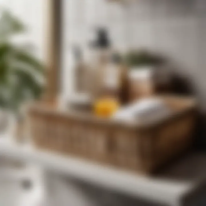 Elegant basket shelf showcasing bathroom essentials