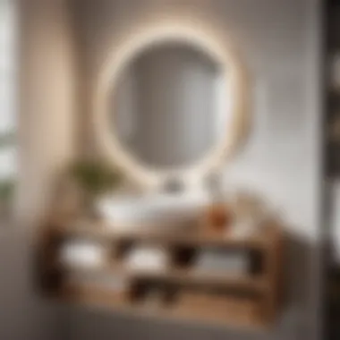 Modern bathroom design accentuated by a trendy basket shelf