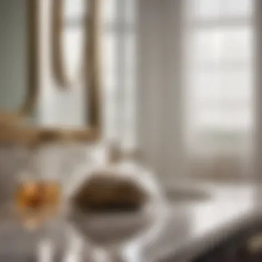 Luxurious bathroom with potpourri sachets on marble countertop