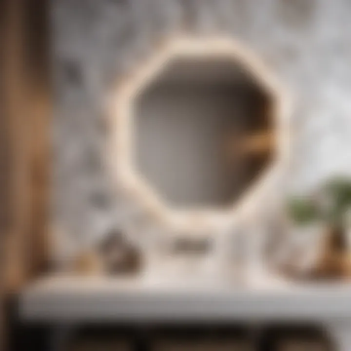 Luxurious Marble Hexagons Marble hexagon backsplash adding luxury to a contemporary bathroom