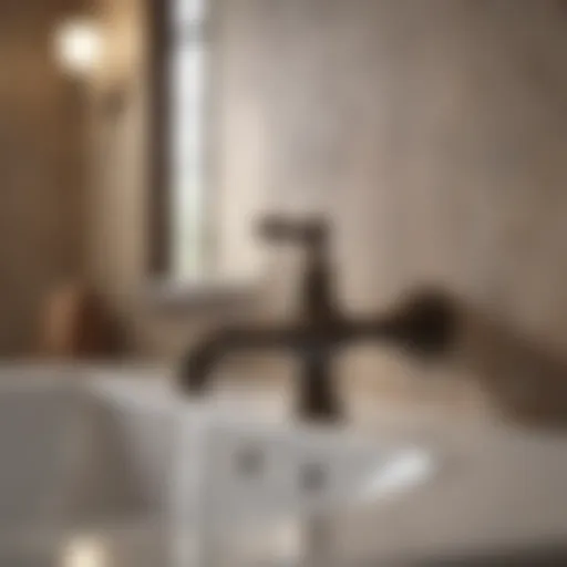 Elegant Rod Iron Faucet in Luxurious Bathroom