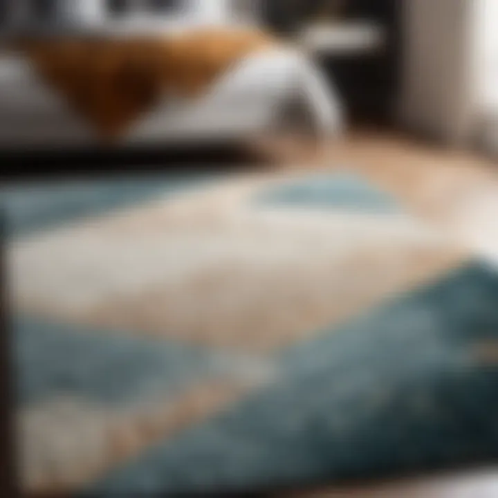 Abstract geometric rug in bedroom