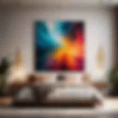 Abstract art piece in bedroom setting