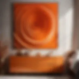 Abstract orange swirls and geometric shapes