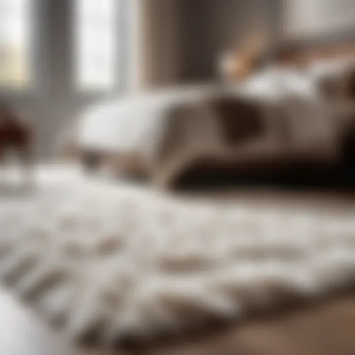 Textured wool rug in bedroom