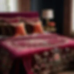 Luxurious Velvet Bedspread with Floral Embroidery