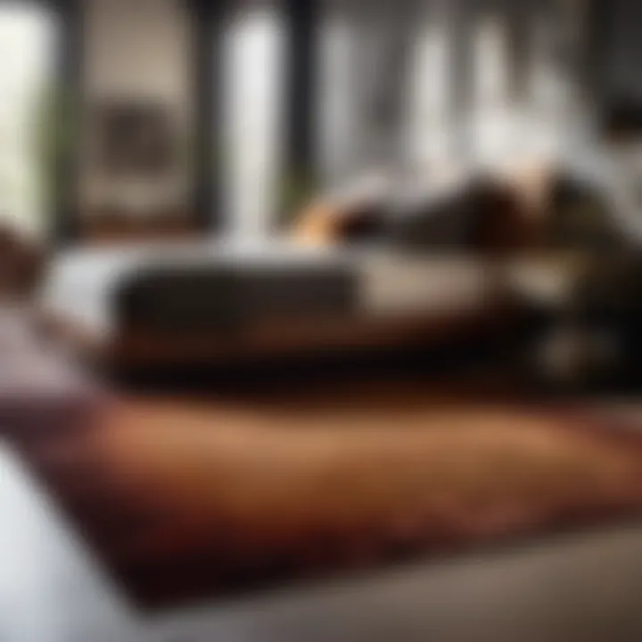 Vintage leather rug in bedroom