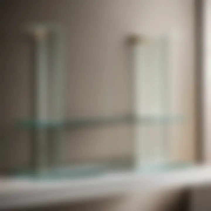 Sleek glass shelf with minimalist design in a luxury bathroom