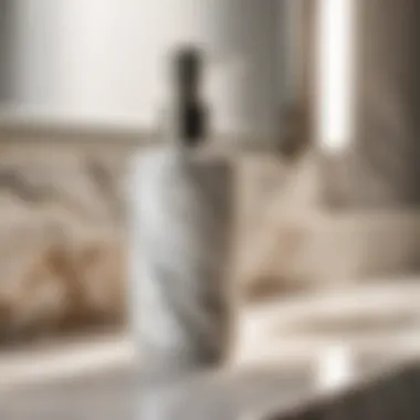 Elegant marble soap dispenser on a modern vanity