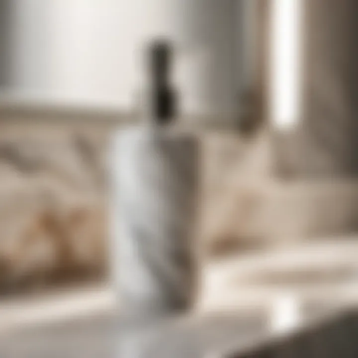 Elegant marble soap dispenser on a modern vanity