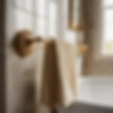 Luxurious gold towel bar in a stylish bathroom
