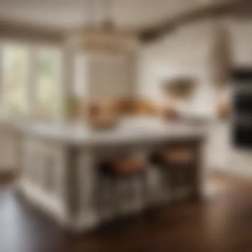 Elegant Kitchen Island with Marble Countertop