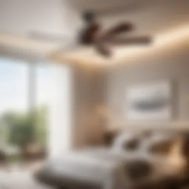 Contemporary Ceiling Fan Enhancing Bedroom Ambiance Sleek and Modern Ceiling Fan with Ambient Lighting