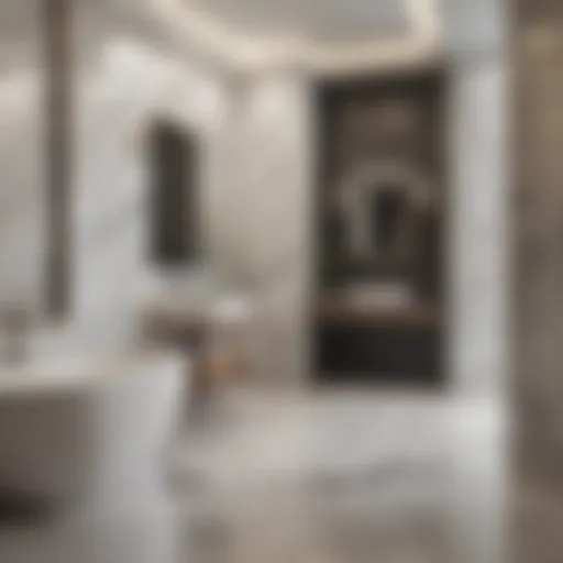 Elegance in Marble Luxurious Bathroom with 4x4 Marble Tiles