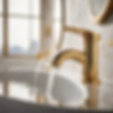 Golden Touch: Opulent Faucet Design Exquisite gold-plated faucet in upscale bathroom setting