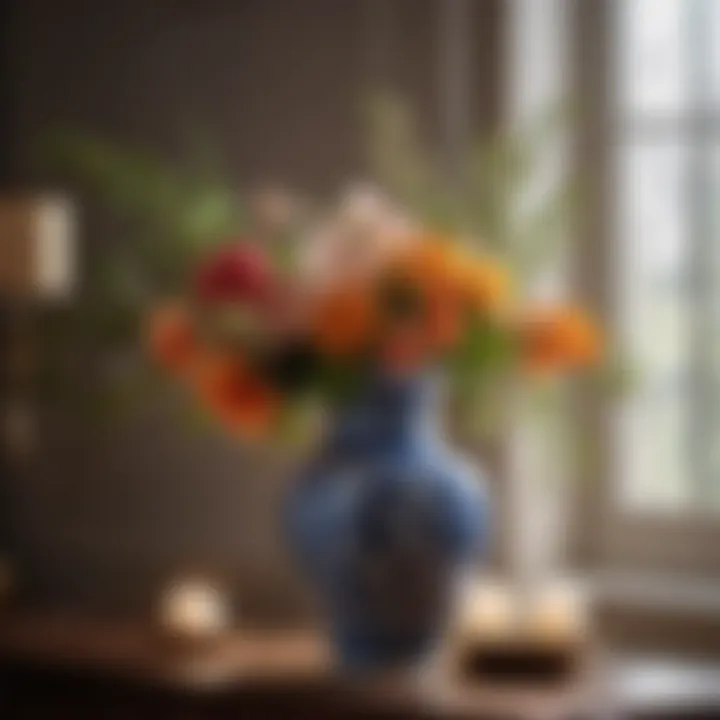 Floral Arrangement in Elegant Vase on Bathside Table