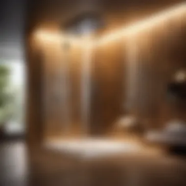 Futuristic Splendor: Modern Shower System Sleek modern shower system with ambient lighting