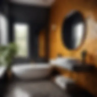 Geometric Harmony Modern geometric wallpaper enhancing bathroom ambiance