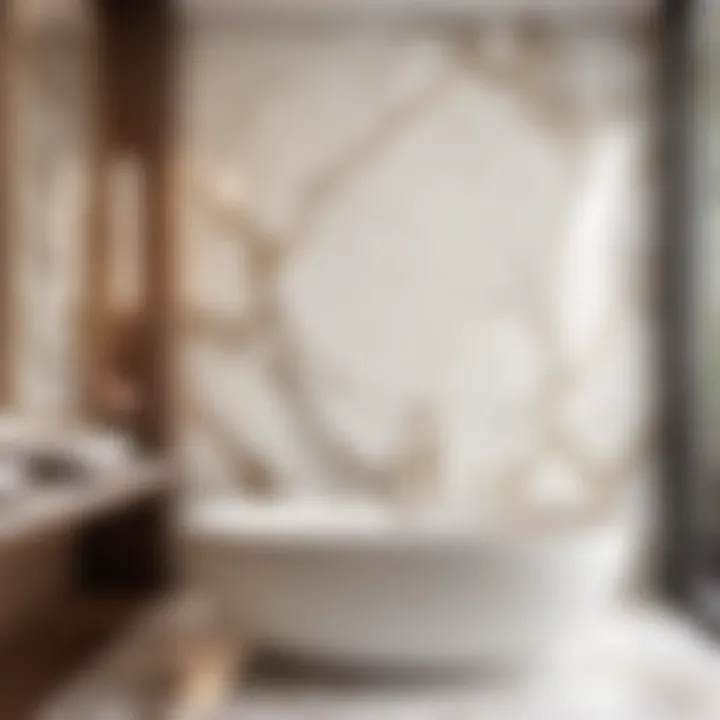 Chic marble-inspired wallpaper creating a spa-like atmosphere