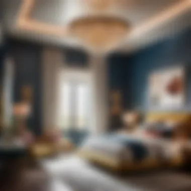 Color Harmony in Transitional Bedroom Decor Artful blend of colors in a transitional bedroom setting