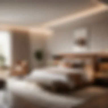 Minimalist Chic in Transitional Bedroom Design Sleek and minimalist furniture in a transitional bedroom