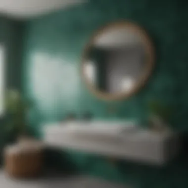 Chic Bathroom featuring Grey Tiles and Emerald Green Decor