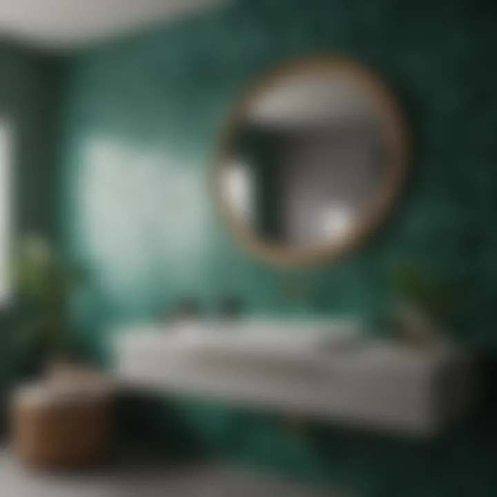 Chic Bathroom featuring Grey Tiles and Emerald Green Decor