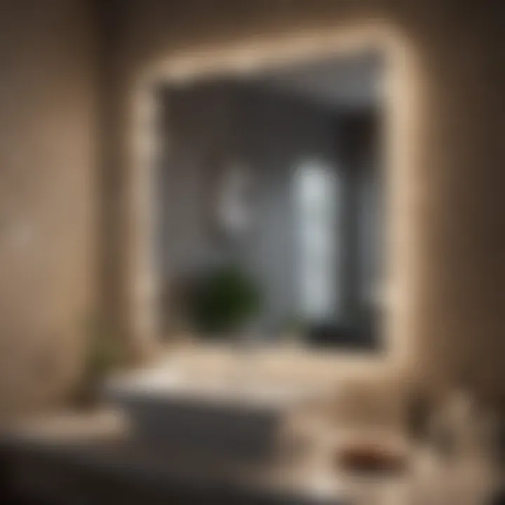 Energy-efficient LED lighted mirror in a contemporary setting