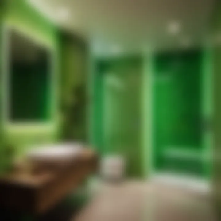 Energy-efficient lighting in a modern green board bathroom