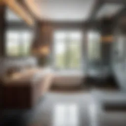 Modern bathroom with heater and light combination