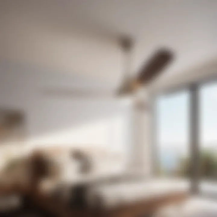 White bedroom ceiling fan enhancing the room's decor