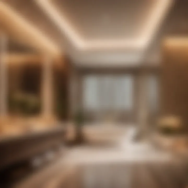 Luxurious bathroom ambiance with recessed lights