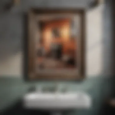 Framed Vintage Posters in Style Stylish bathroom showcasing framed vintage posters.