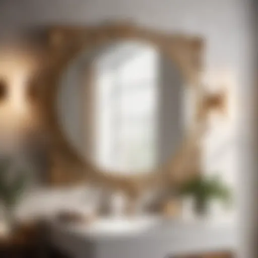 Elegant bathroom wall mirror reflecting natural light