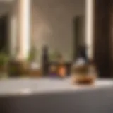 Aromatic essential oils diffuser in elegant bathroom setting