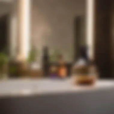 Aromatic essential oils diffuser in elegant bathroom setting