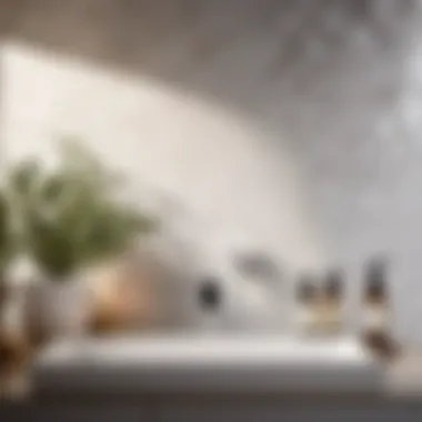 Sleek minimalist diffuser with botanical essential oils in stylish bathroom