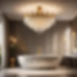 Glowing Crystal Chandelier in Luxurious Bathroom