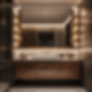 Luxurious bathroom ambiance with a mirrored wooden cabinet