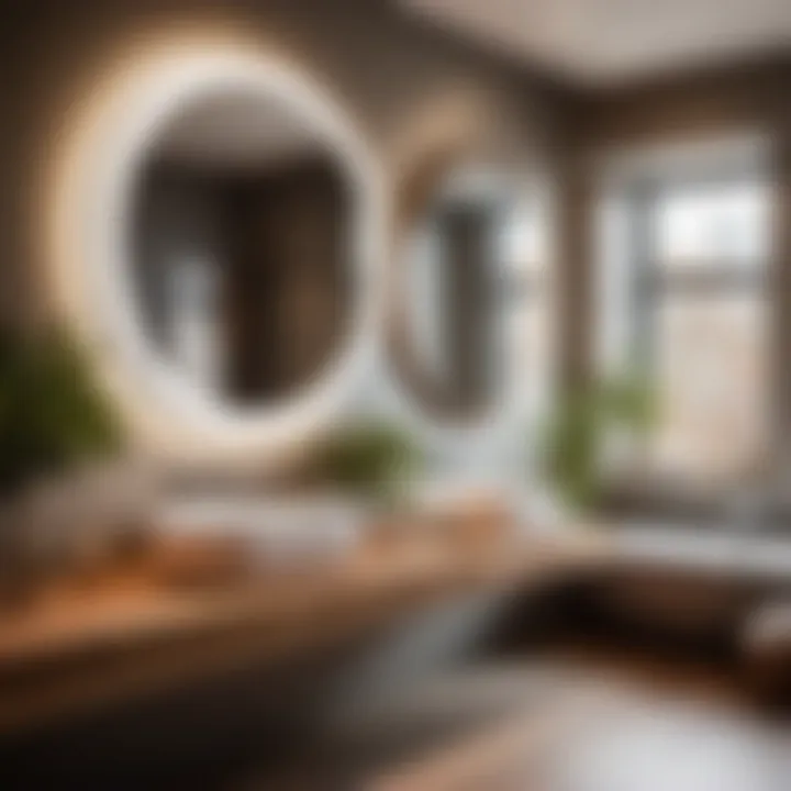 Unique aesthetic impact of porthole mirrors in bathroom