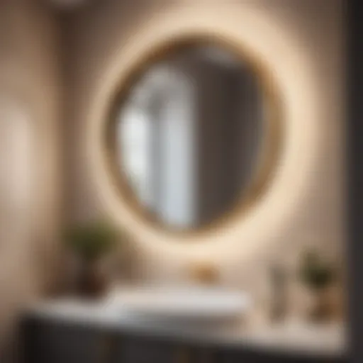 Elegant bathroom with large porthole mirror