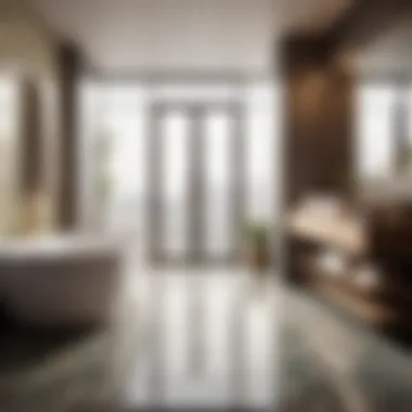 Durable Stone Tile Flooring in Modern Bathroom Durable stone tile flooring in modern bathroom