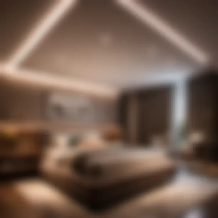 Ceiling Accent Lighting Effect with LED Strips Bedroom decor accentuated by LED Strip Lights along the ceiling