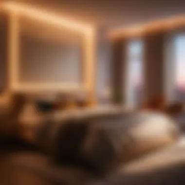 Cozy Illumination by LED Strip Lights Cozy bedroom setting with LED Strip Lights illuminating the bed